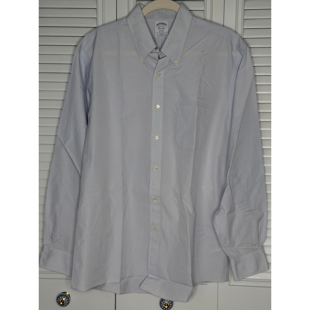 Brooks Brothers Regent Men's 16.5 34 Supima Cotton Non-Iron Check Shirt